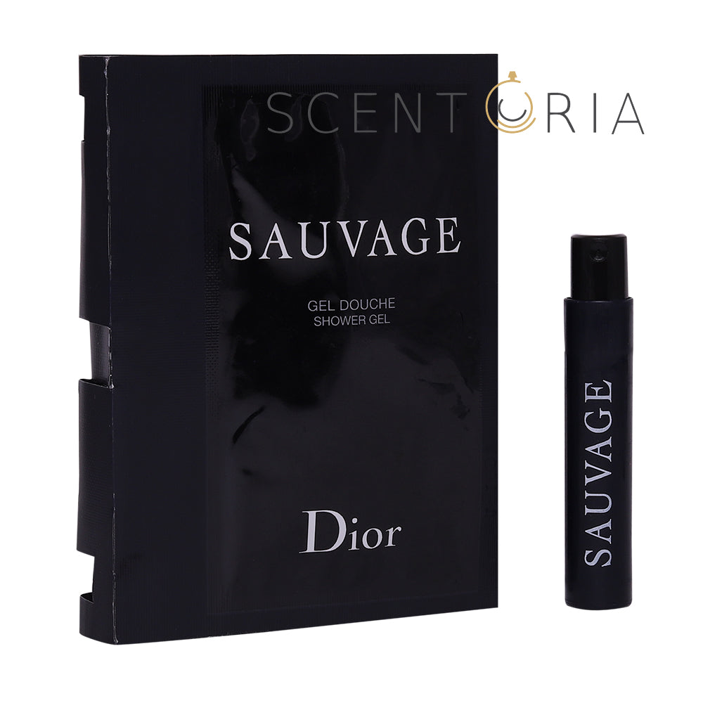 Dior Sauvage Gel Douche Shower Gel 5 ML + Sauvage EDT 1 ML + Sauvage Moisturizer 2 ML